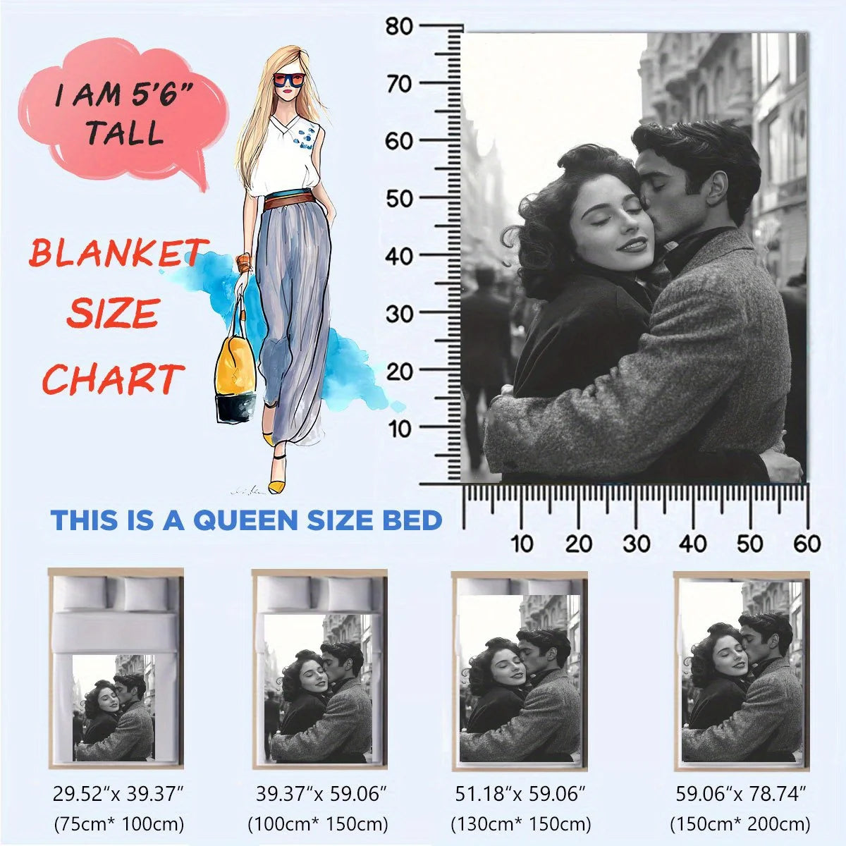 Guide des tailles du plaid personnalisé