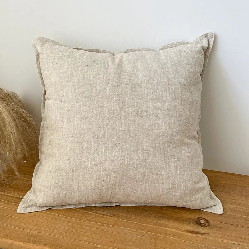 Housse de coussin coton et ramie, coloris naturel