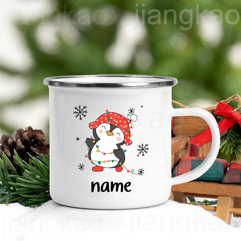 Mug émaillé motif pingouin