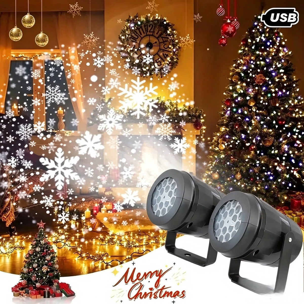 Projecteur de Noël LED à motifs de fête – photo 2 sur 8
