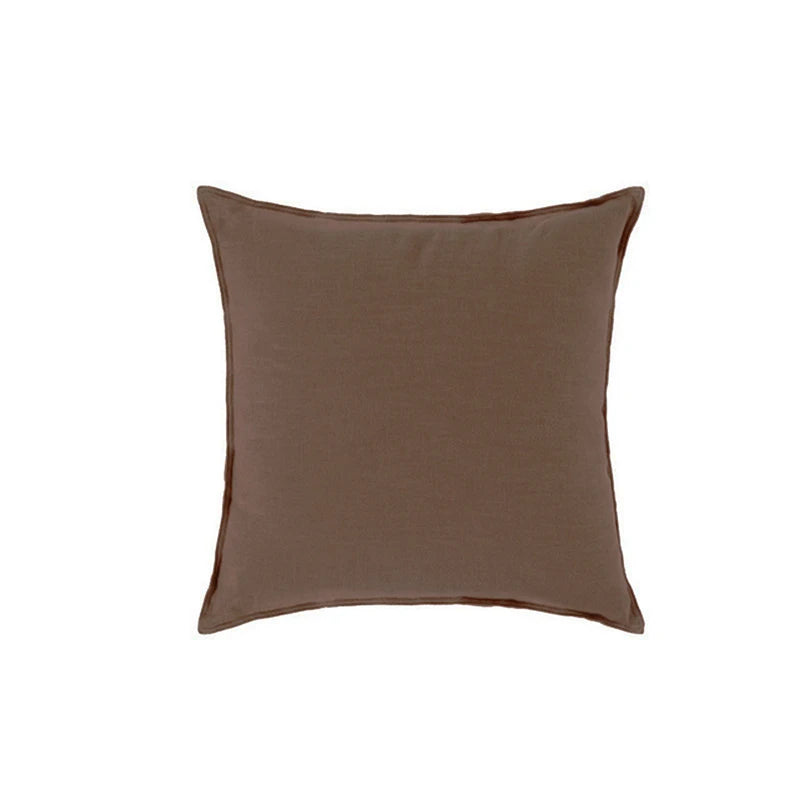 Housse de coussin coton et ramie, coloris café