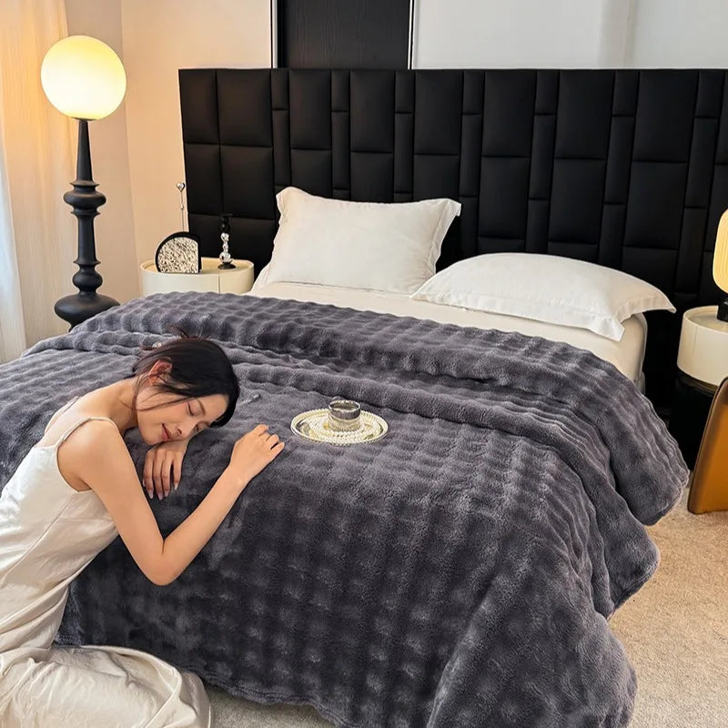 Plaid doux en polaire, coloris noir