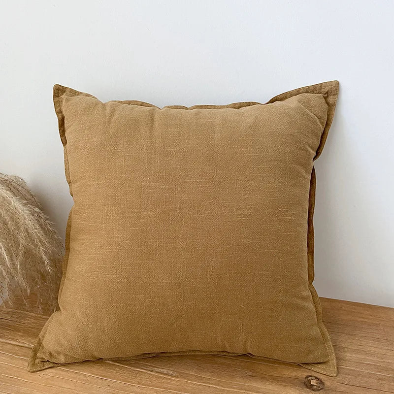 Housse de coussin coton et ramie, coloris gingembre